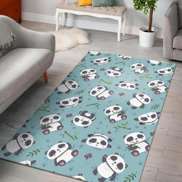 bamboo panda pattern print area rug living room rug home decor