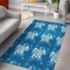 blue hawaiian shark sea turtle pattern print area rug living room rug home decor