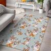 corgi gray pastel pattern print area rug living room rug home decor