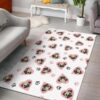 cute pugs pink heart paw pattern rug living room rug home decor