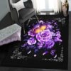 flower garden non shedding area rug butterfly and purple flowers home decor