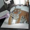 panthera tigris washable area rugs tiger in the snow home decor