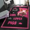 pig area rugs for living room girl loves pig rug home decor