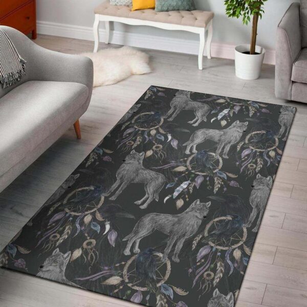 raven wolf and dreamcatcher rug living room rug home decor