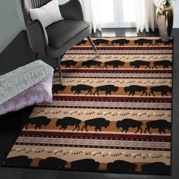 wood bison dining room rug native bison rug home decor